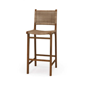 Logan Barstool w/ Rattan- Teak-Blue Hand Home