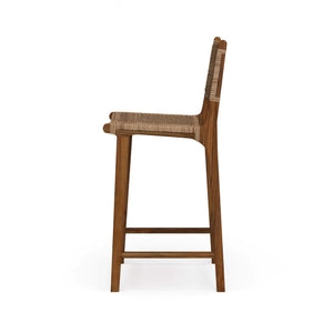Logan Barstool w/ Rattan- Teak-Blue Hand Home