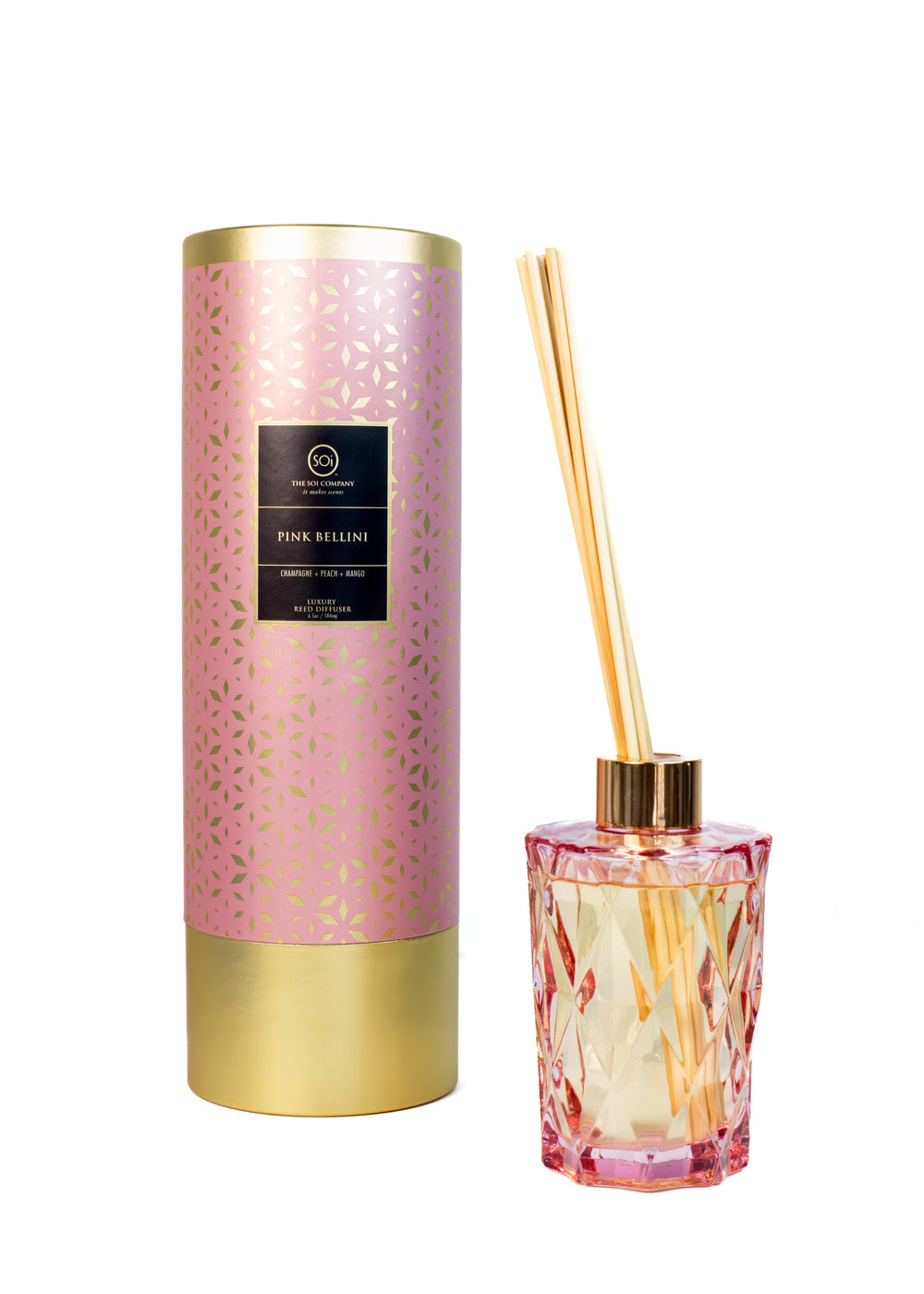 Pink Bellini Shimmer 7oz Reed Diffuser-Blue Hand Home