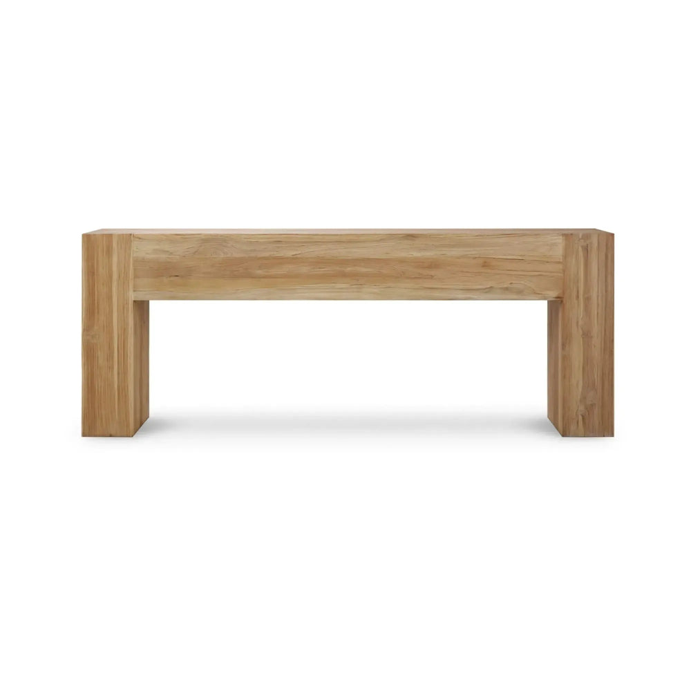 Tuscan Rustic Distressed Teak Console in Teak Natural w/ Weathered Teak Distressing-Blue Hand Home