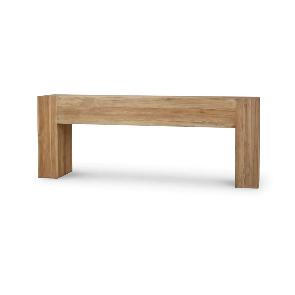 Tuscan Rustic Distressed Teak Console in Teak Natural w/ Weathered Teak Distressing-Blue Hand Home