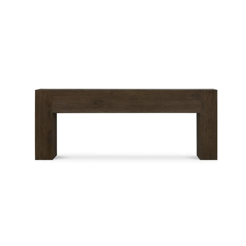 Tuscan Teak Console in Tuscan Brown w/ Weathered Teak Distress-Blue Hand Home