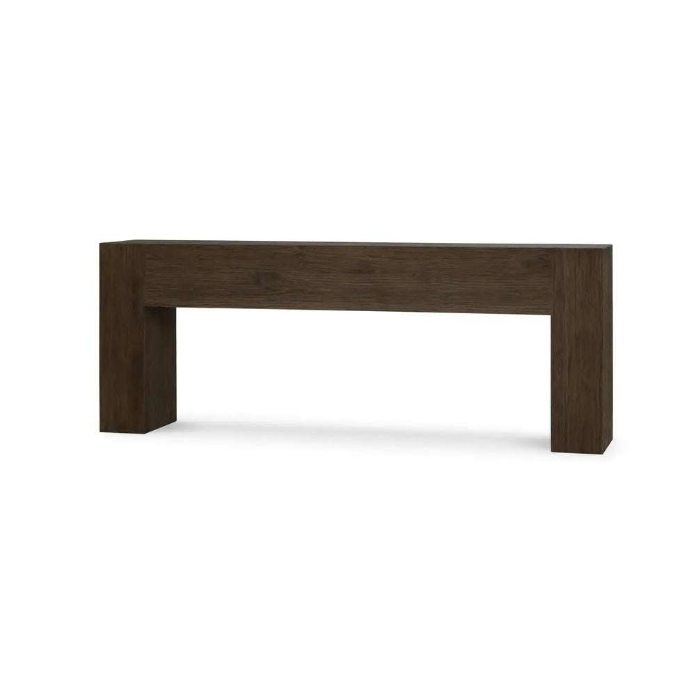 Tuscan Teak Console in Tuscan Brown w/ Weathered Teak Distress-Blue Hand Home