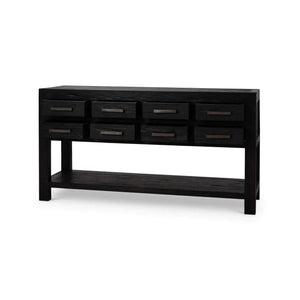Tuscan Rustic Distressed Teak Console Table w/ 8 Drawers-Blue Hand Home