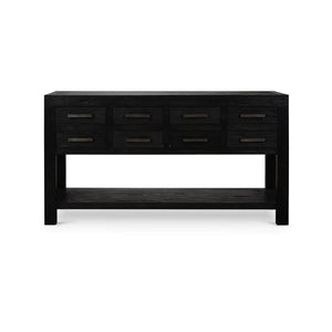 Tuscan Rustic Distressed Teak Console Table w/ 8 Drawers-Blue Hand Home