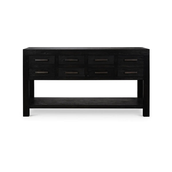 Tuscan Rustic Distressed Teak Console Table w/ 8 Drawers-Blue Hand Home