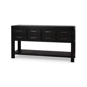 Tuscan Rustic Distressed Teak Console Table w/ 8 Drawers-Blue Hand Home