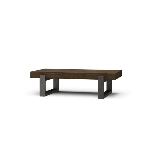 Tuscan Rustic Distressed Rectangular Coffee Table w/ Metal - Teak-Blue Hand Home