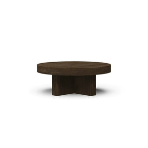 Tuscan Rustic Distressed Round Coffee Table - Teak-Blue Hand Home
