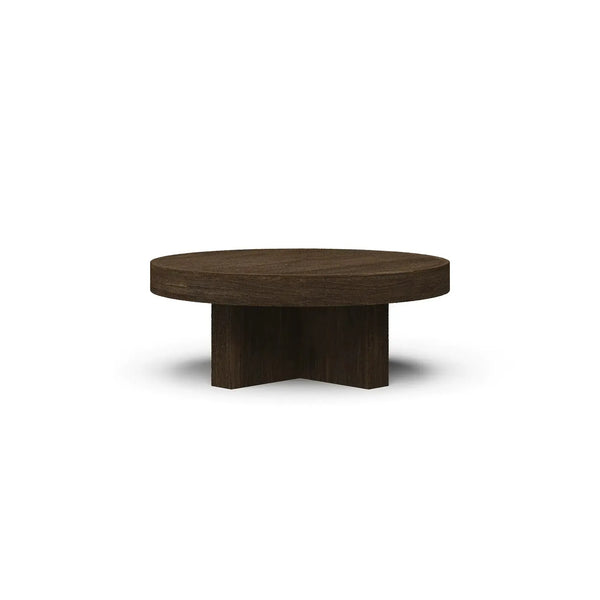 Tuscan Rustic Distressed Round Coffee Table - Teak-Blue Hand Home