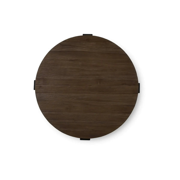 Tuscan Rustic Distressed Round Coffee w/ Metal - Teak-Blue Hand Home