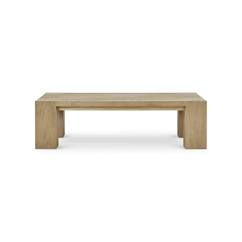 Tuscan Rustic Distressed Teak Coffee Table in Teak Natural w/ Weathered Teak Distressing-Blue Hand Home