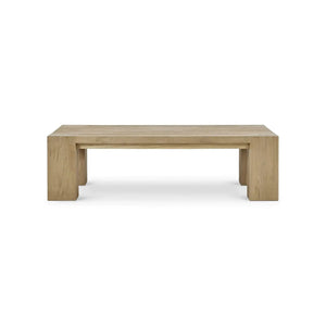 Tuscan Rustic Distressed Teak Coffee Table in Teak Natural w/ Weathered Teak Distressing-Blue Hand Home