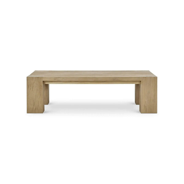 Tuscan Rustic Distressed Teak Coffee Table in Teak Natural w/ Weathered Teak Distressing-Blue Hand Home