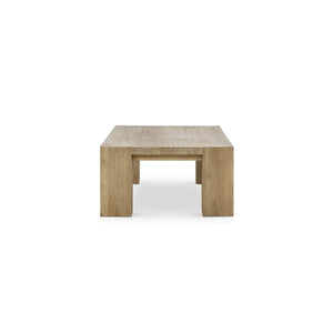 Tuscan Rustic Distressed Teak Coffee Table in Teak Natural w/ Weathered Teak Distressing-Blue Hand Home