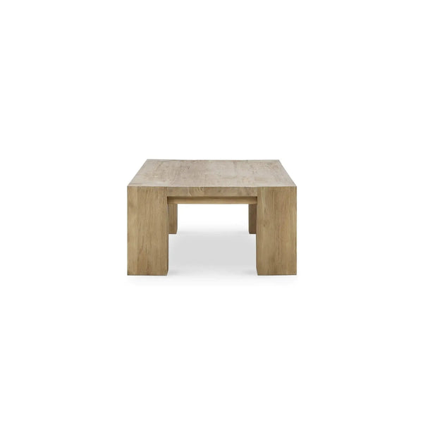 Tuscan Rustic Distressed Teak Coffee Table in Teak Natural w/ Weathered Teak Distressing-Blue Hand Home
