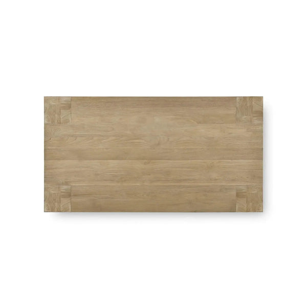 Tuscan Rustic Distressed Teak Coffee Table in Teak Natural w/ Weathered Teak Distressing-Blue Hand Home