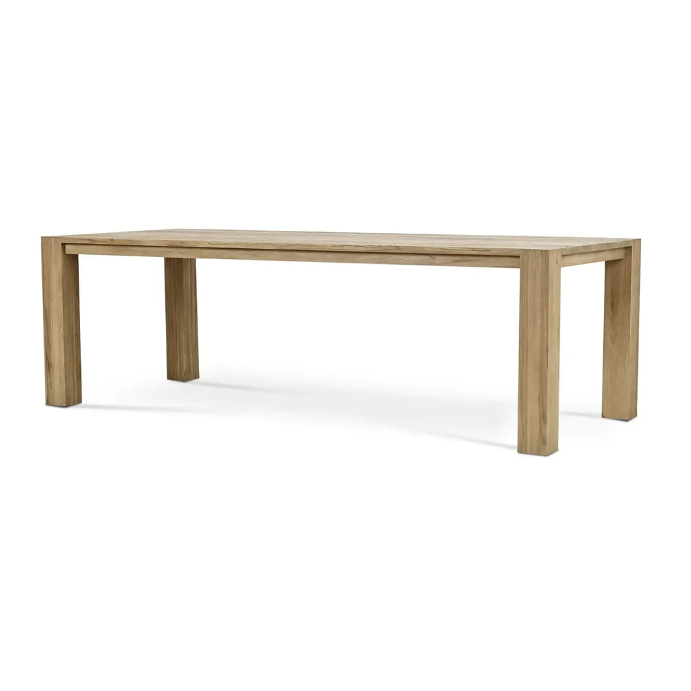 Tuscan Rustic Distressed Teak Dining Table in Teak Natural w/ Weathered Teak Distressing-Blue Hand Home
