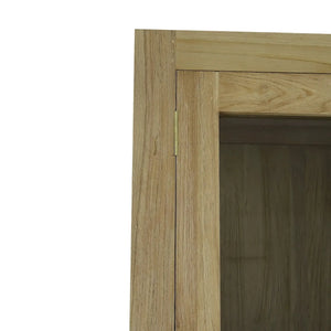 Tuscan Rustic Distressed Teak Display Cabinet in Teak Natural w/ Weathered Teak Distressing-Blue Hand Home