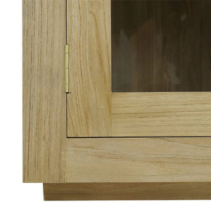 Tuscan Rustic Distressed Teak Display Cabinet in Teak Natural w/ Weathered Teak Distressing-Blue Hand Home