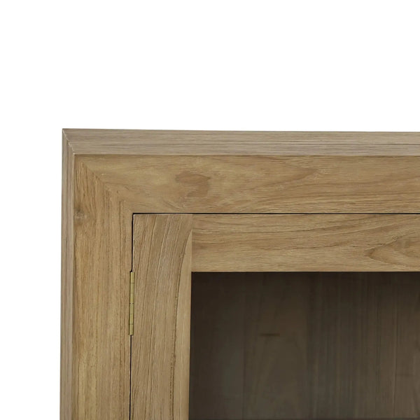 Tuscan Rustic Distressed Teak 4 Door Sideboard in Teak Natural w/ Weathered Teak Distressing-Blue Hand Home