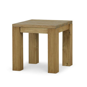 Tuscan Rustic Distressed Teak Side Table in Teak Natural w/ Weathered Teak Distressing-Blue Hand Home