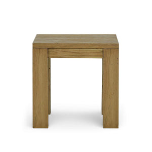 Tuscan Rustic Distressed Teak Side Table in Teak Natural w/ Weathered Teak Distressing-Blue Hand Home