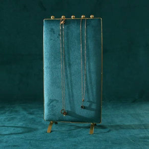 Vintage Inspired 2-Sided Velvet Jewelry Display Panel Stand-Blue Hand Home