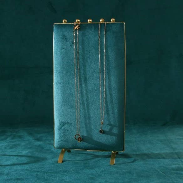 Vintage Inspired 2-Sided Velvet Jewelry Display Panel Stand-Blue Hand Home