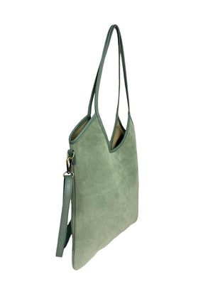 Talia Bag in Mint Suede-Blue Hand Home