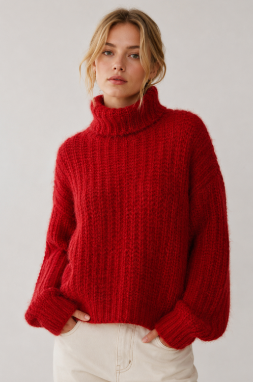 3319ik Cozy Ribbed Turtleneck Sweater