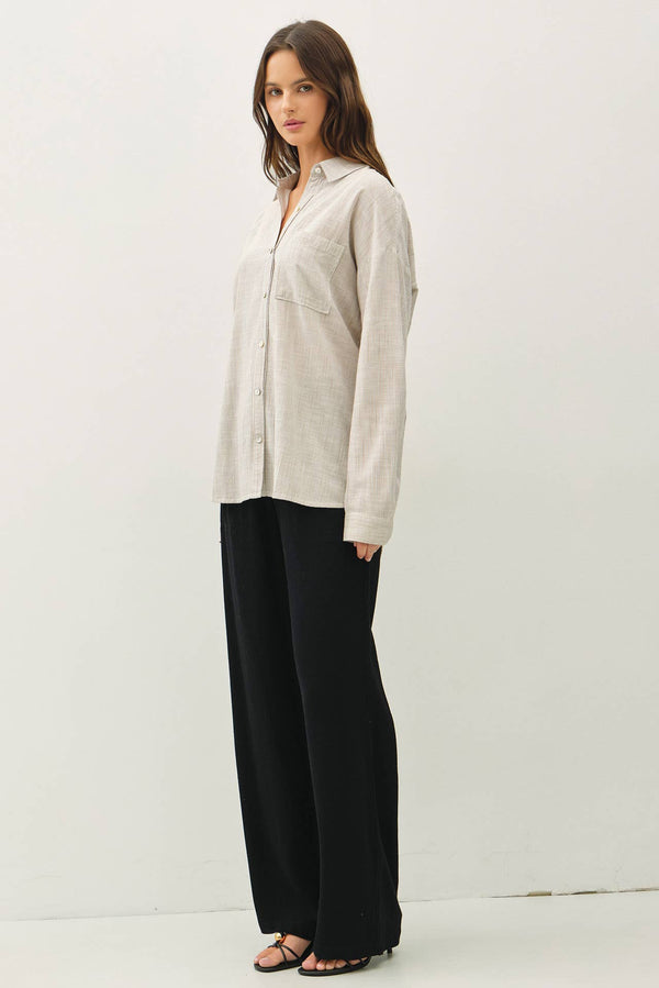 HAIRLINE STRIPE BUTTON DOWN SHIRT-Blue Hand Home