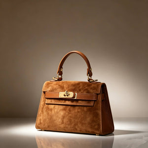 Genuine Suede Handbag With Adjustable Shoulder Strap