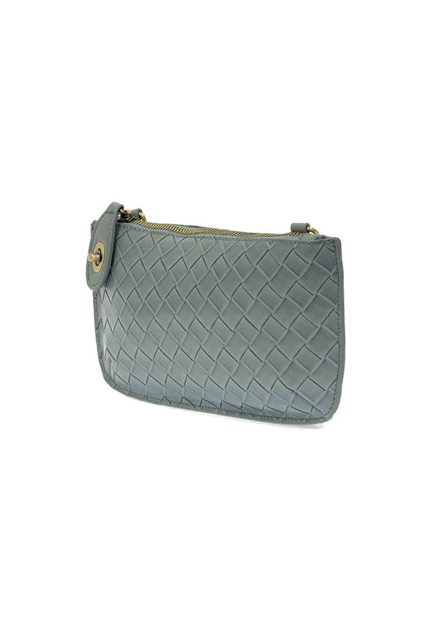 Faux Wide Woven Mini Crossbody Wristlet Clutch-Blue Hand Home