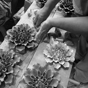 Blush Pink Star Dahlia Table Decoration Boho Design-Blue Hand Home