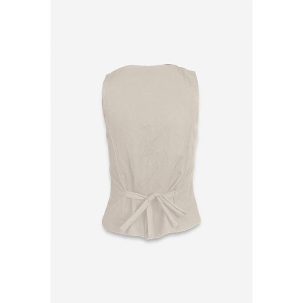 Sleeveless Woven Vest With Back Tie-Blue Hand Home