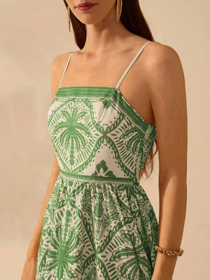 Cascais Bohemia Tropical palm strappy sundress-Blue Hand Home