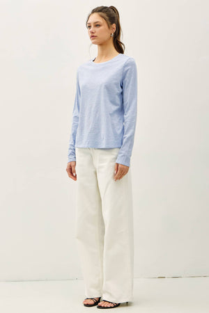 Cotton Slub Crewneck Long Sleeve Tee