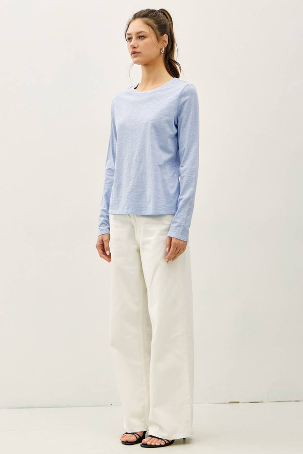Cotton Slub Crewneck Long Sleeve Tee