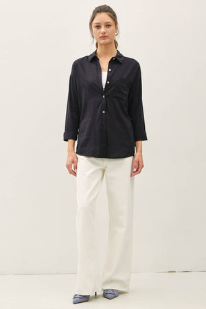 Cotton Blend Light Weight Oversized Classic Shirt-Blue Hand Home