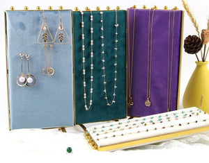 Vintage Inspired 2-Sided Velvet Jewelry Display Panel Stand-Blue Hand Home