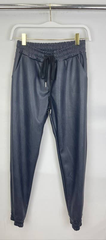 PU ELASTIC WAISTBAND ELASTIC ANKLE JOGGERS (97800-PU)-Blue Hand Home