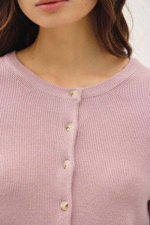 Ribbed Crewneck Cardigan-Blue Hand Home