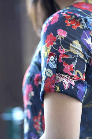 Erish Tunic Dress Black Beige-Blue Hand Home