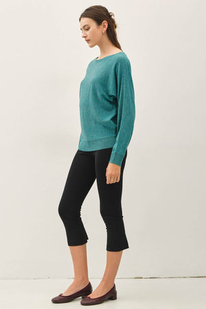 Dolman Sleeve Boat Neck Fine Sweater