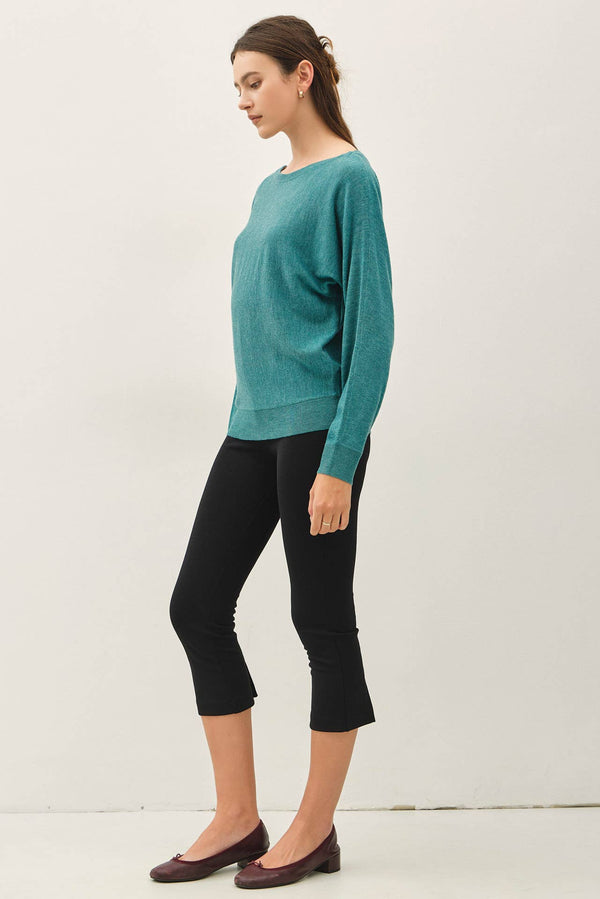 Dolman Sleeve Boat Neck Fine Sweater