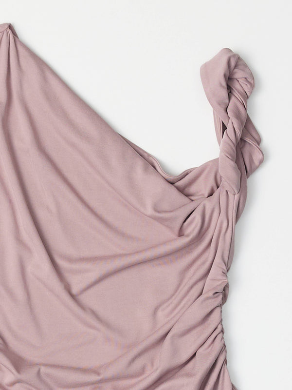 The Itria Top | Twist Shoulder Knit Top-Blue Hand Home