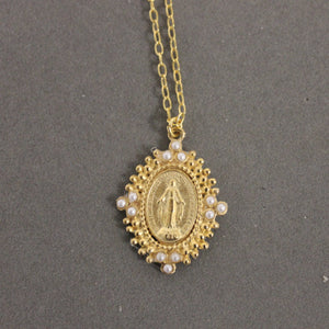 N193P 16-18" P/Miraculas Necklace-Blue Hand Home