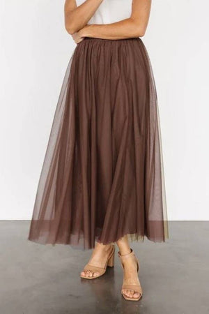 20 colors Flowy Elastic Waist Tulle Pleated Skirt-Blue Hand Home