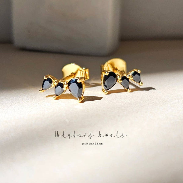 ONYX PEAR CUT EARRINGS - E-S5424-Blue Hand Home